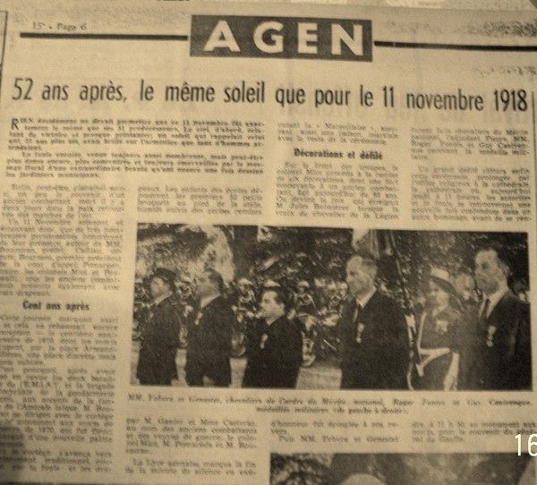11 Novembre 1970 presse du Lot et Garonne 