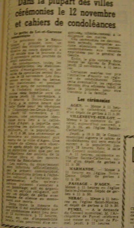 Condoleances presse du Lot et Garonne 